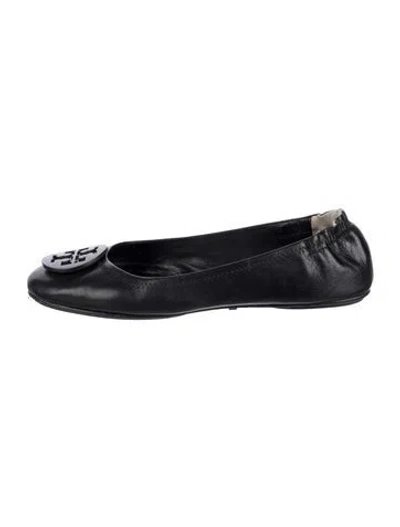 Pre-owned Tory Burch Leather Ballet Flats In Blue