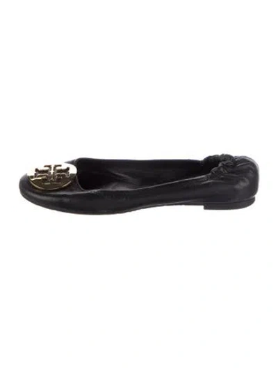 Pre-owned Tory Burch Leather Ballet Flats In Blue