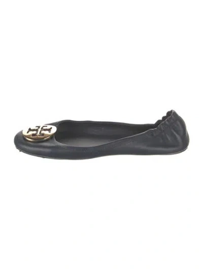 Pre-owned Tory Burch Leather Ballet Flats In Blue