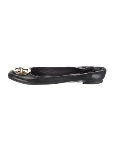 Pre-owned Tory Burch Leather Ballet Flats In Blue