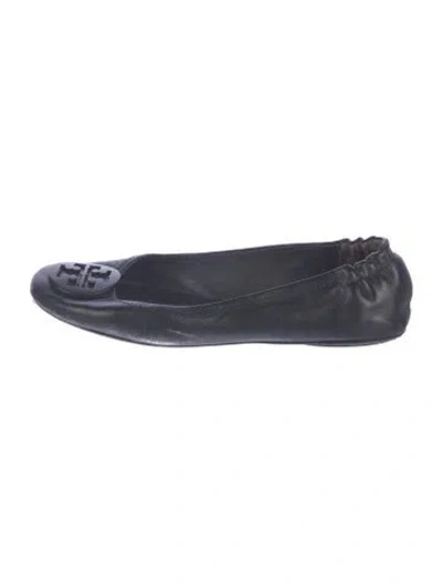 Pre-owned Tory Burch Leather Ballet Flats In Blue