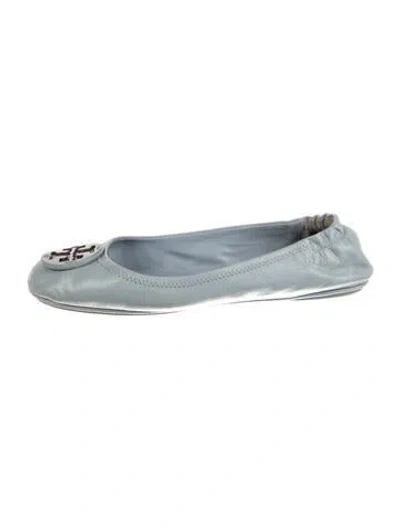 Pre-owned Tory Burch Leather Ballet Flats In Blue
