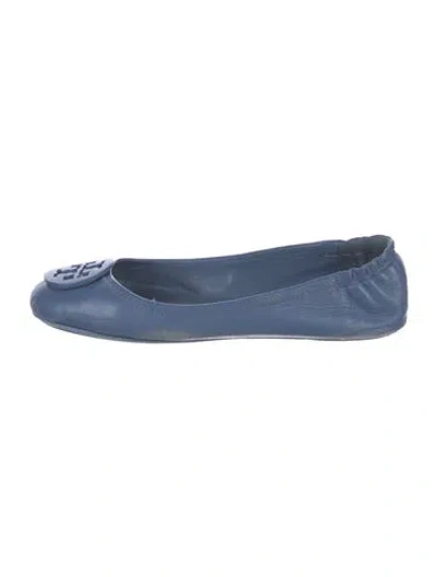 Pre-owned Tory Burch Leather Ballet Flats In Blue