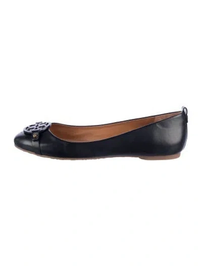 Pre-owned Tory Burch Leather Ballet Flats In Blue