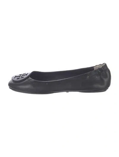 Pre-owned Tory Burch Leather Ballet Flats In Blue