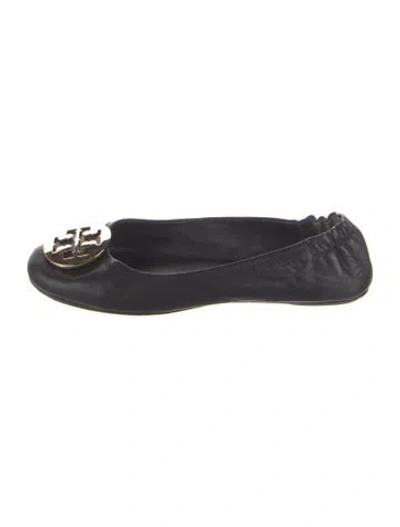 Pre-owned Tory Burch Leather Ballet Flats In Blue