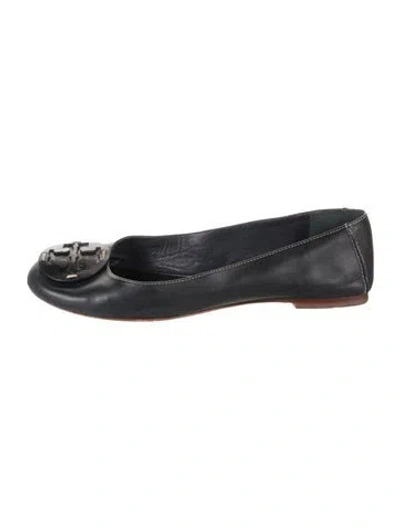 Pre-owned Tory Burch Leather Ballet Flats In Blue