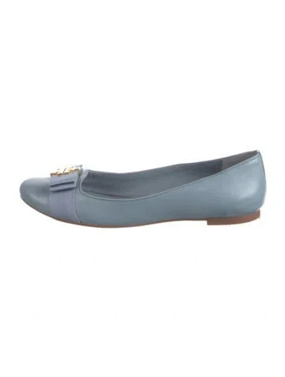 Pre-owned Tory Burch Leather Ballet Flats In Blue