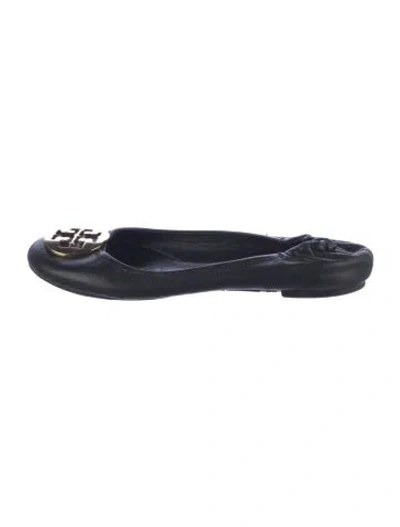 Pre-owned Tory Burch Leather Ballet Flats In Blue