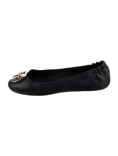 Pre-owned Tory Burch Leather Ballet Flats In Blue