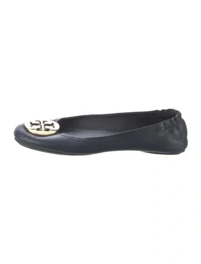 Pre-owned Tory Burch Leather Ballet Flats In Blue