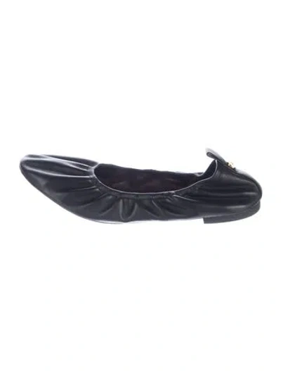 Pre-owned Tory Burch Leather Ballet Flats In Blue