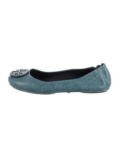 Pre-owned Tory Burch Leather Ballet Flats In Blue