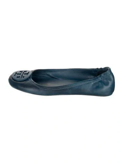 Pre-owned Tory Burch Leather Ballet Flats In Blue