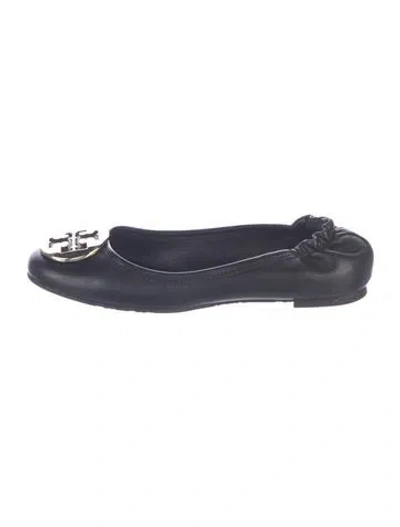 Pre-owned Tory Burch Leather Ballet Flats In Blue