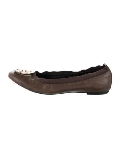 Pre-owned Tory Burch Leather Ballet Flats In Brown