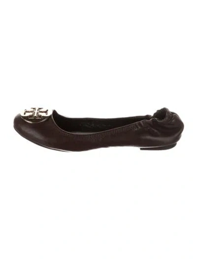 Pre-owned Tory Burch Leather Ballet Flats In Brown