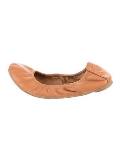 Pre-owned Tory Burch Leather Ballet Flats In Brown
