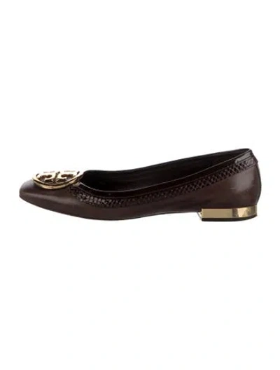 Pre-owned Tory Burch Leather Ballet Flats In Brown