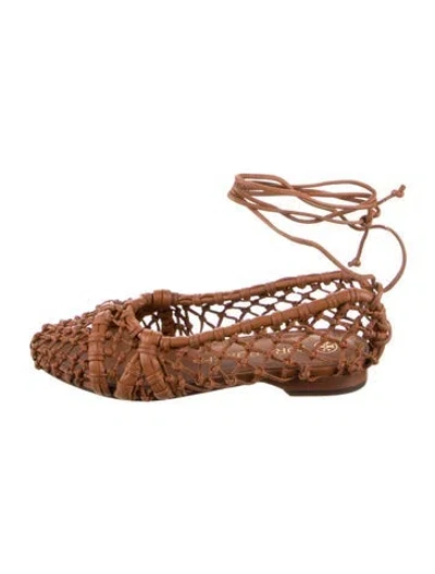 Pre-owned Tory Burch Leather Ballet Flats In Brown