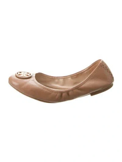 Pre-owned Tory Burch Leather Ballet Flats In Brown