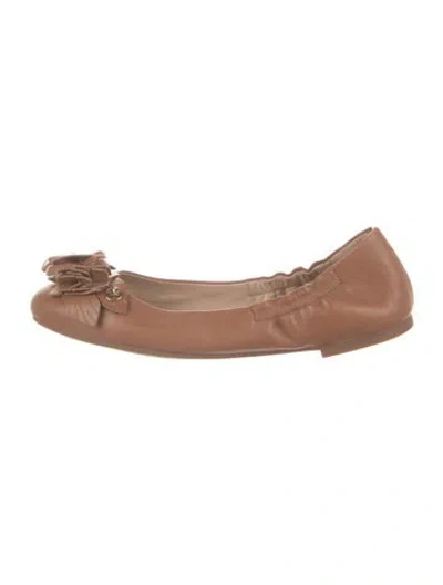 Pre-owned Tory Burch Leather Ballet Flats In Brown