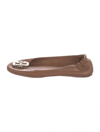 Pre-owned Tory Burch Leather Ballet Flats In Brown
