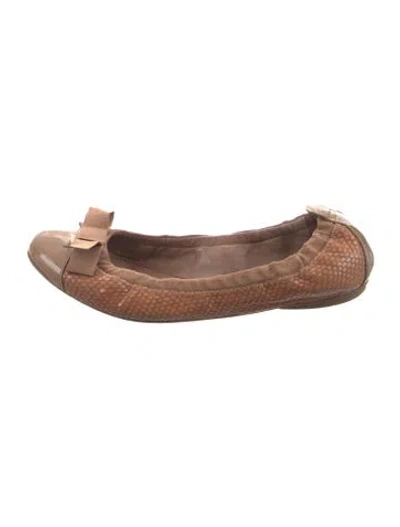 Pre-owned Tory Burch Leather Ballet Flats In Brown
