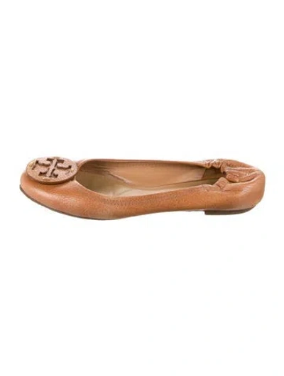 Pre-owned Tory Burch Leather Ballet Flats In Brown