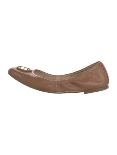 Pre-owned Tory Burch Leather Ballet Flats In Brown