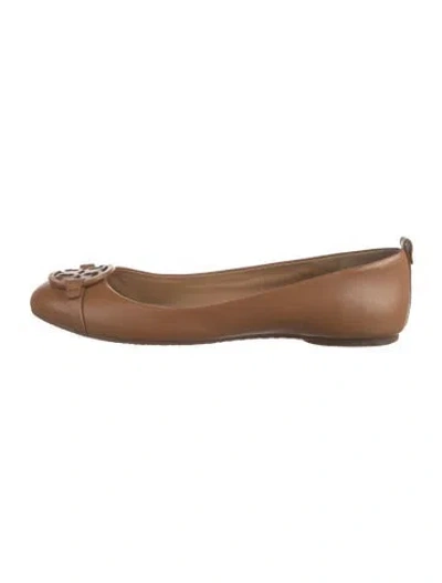 Pre-owned Tory Burch Leather Ballet Flats In Brown