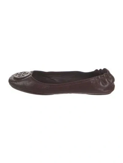 Pre-owned Tory Burch Leather Ballet Flats In Brown