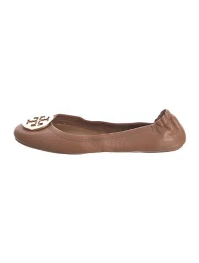 Pre-owned Tory Burch Leather Ballet Flats In Brown