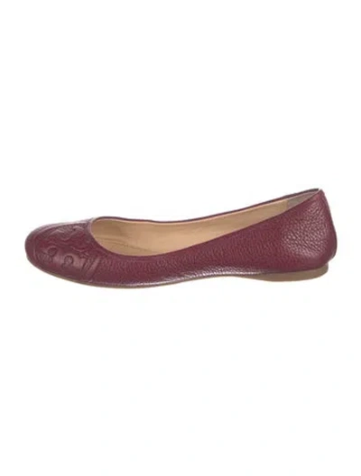 Pre-owned Tory Burch Leather Ballet Flats In Burgundy