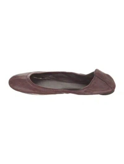 Pre-owned Tory Burch Leather Ballet Flats In Burgundy
