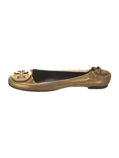 Pre-owned Tory Burch Leather Ballet Flats In Gold