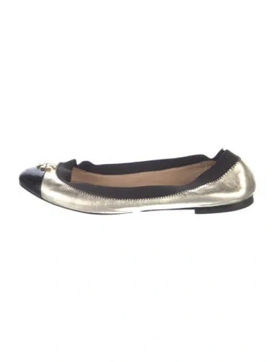 Pre-owned Tory Burch Leather Ballet Flats In Gold