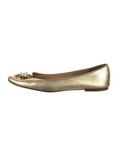 Pre-owned Tory Burch Leather Ballet Flats In Gold