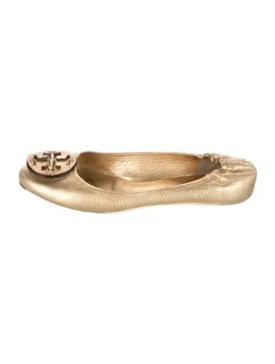 Pre-owned Tory Burch Leather Ballet Flats In Gold
