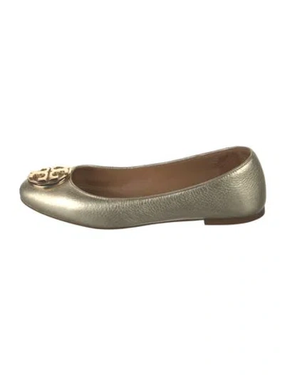 Pre-owned Tory Burch Leather Ballet Flats In Gold