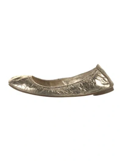 Pre-owned Tory Burch Leather Ballet Flats In Gold
