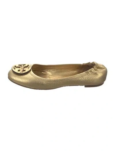 Pre-owned Tory Burch Leather Ballet Flats In Gold
