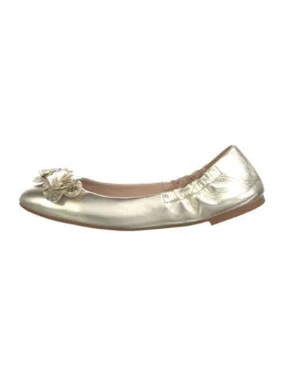 Pre-owned Tory Burch Leather Ballet Flats In Gold/metallic