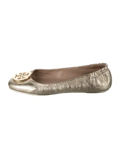 Pre-owned Tory Burch Leather Ballet Flats In Gold/metallic