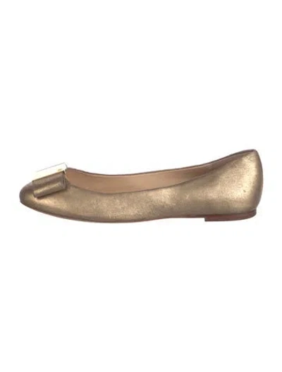 Pre-owned Tory Burch Leather Ballet Flats In Gold/metallic