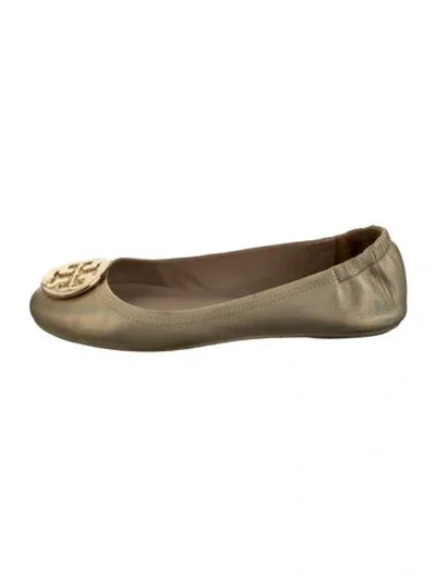 Pre-owned Tory Burch Leather Ballet Flats In Gold/metallic