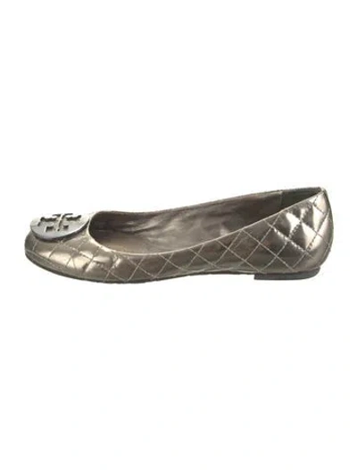 Pre-owned Tory Burch Leather Ballet Flats In Gray