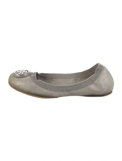 Pre-owned Tory Burch Leather Ballet Flats In Gray