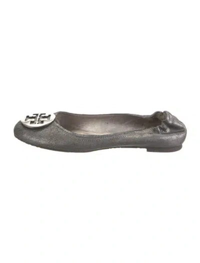 Pre-owned Tory Burch Leather Ballet Flats In Gray