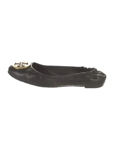 Pre-owned Tory Burch Leather Ballet Flats In Gray